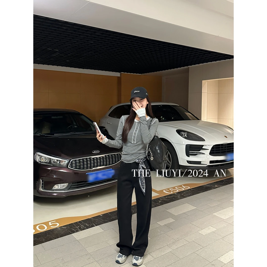 【LIUYI】亨利T~撞色设计长袖内搭圆领上衣48289