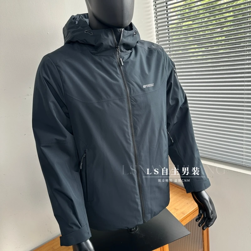 H家~撤柜剪标！防风防泼水商务休闲连帽棉衣男秋冬保暖棉服外套