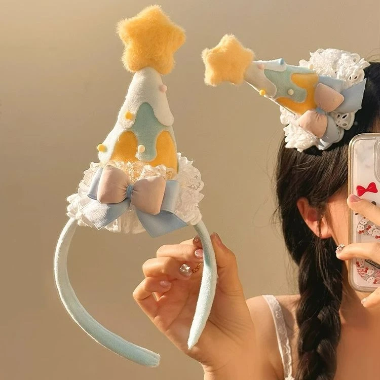 许个愿!少女心黄色星星生日帽头饰发夹女可爱氛围感拍照少女发卡