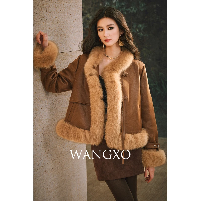 WANGXO 麂皮绒狐狸毛2501363W