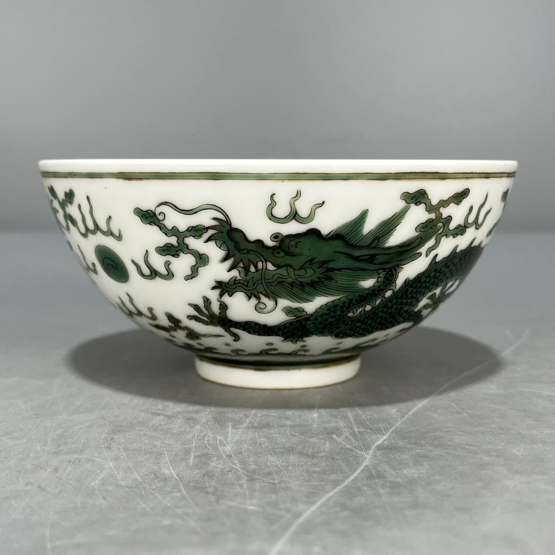 当代仿制 仿古大清雍正年制斗彩海水祥云龙纹碗