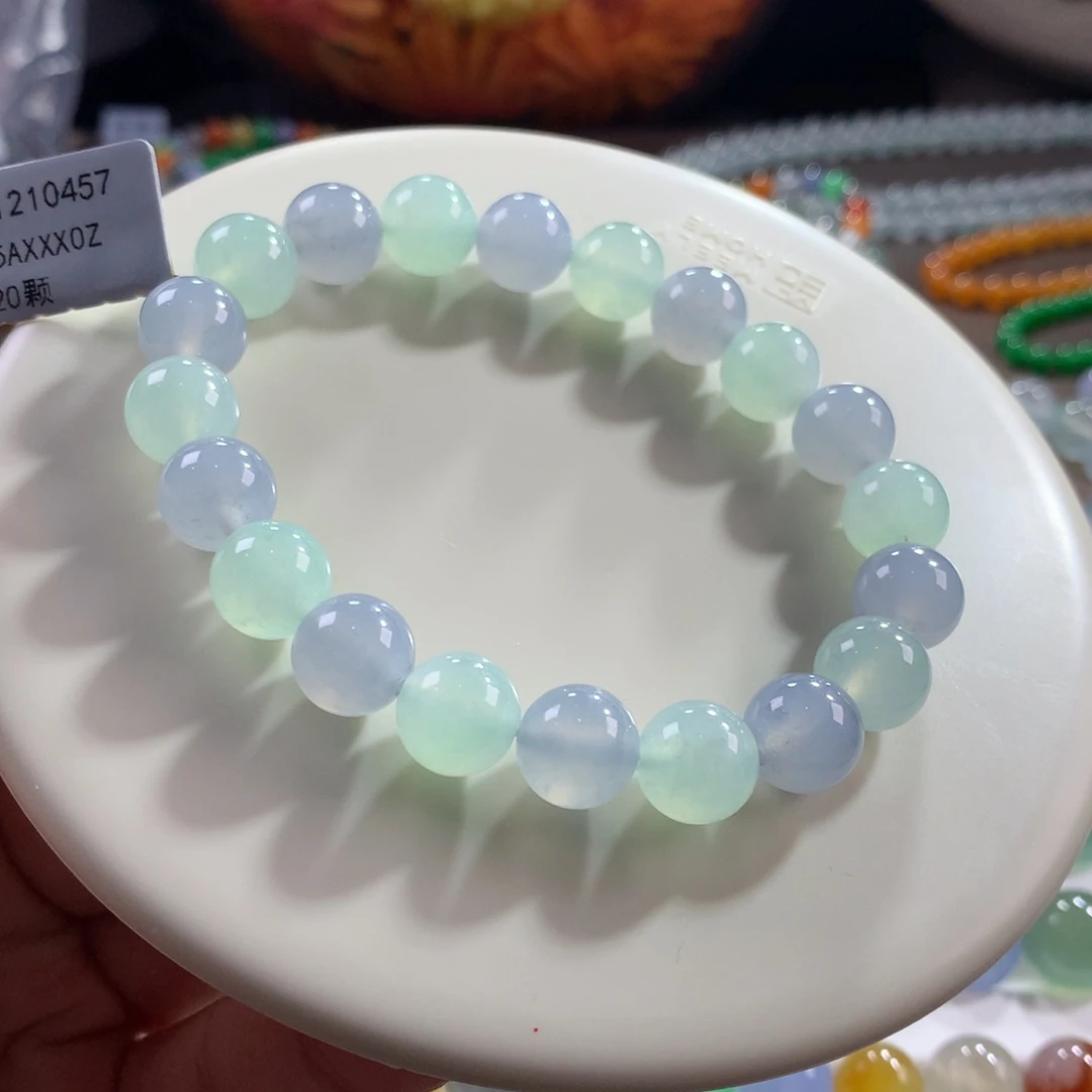 翡翠未镶嵌手链性价比！大漏！冰胶春彩配色多宝单圈卡10
