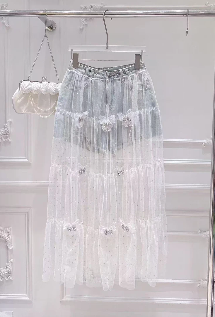 【漫老板】10210私服 定制清新减龄重工蝴蝶短裤纱裙