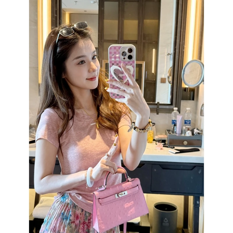 【嫩粉简T】夏季时尚设计款简版天丝羊毛短袖-DX2025383