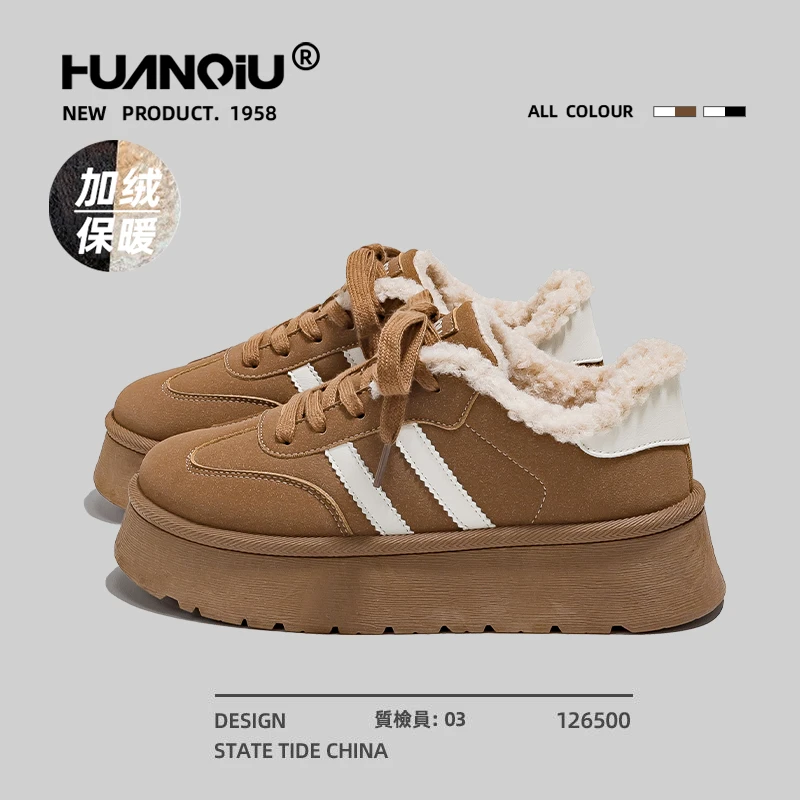 环球百搭高颜值加绒加厚小白鞋女款2025冬爆款校园小众棉鞋XF2413