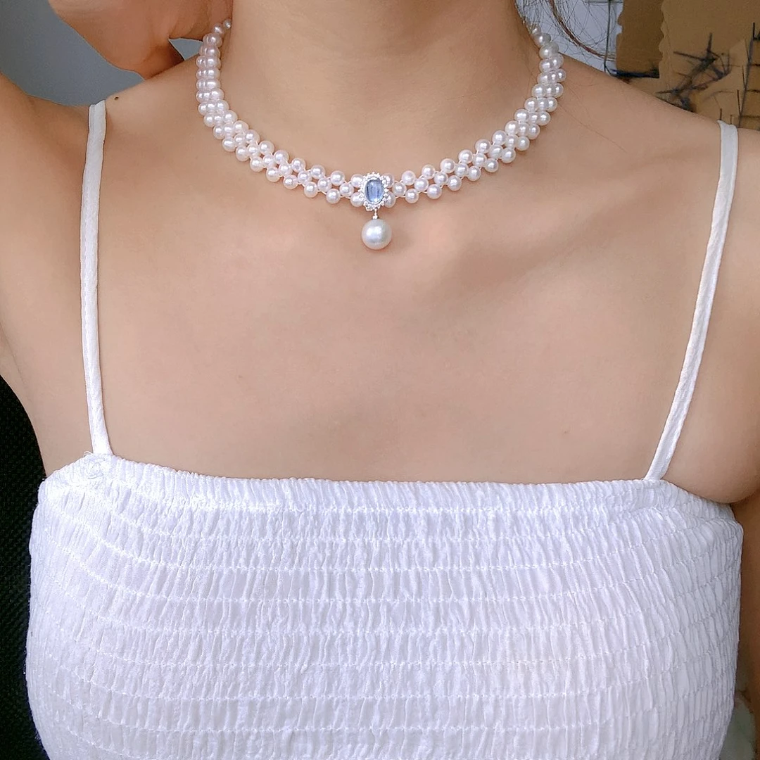 银S925镶嵌耳饰淡水珍珠用****9