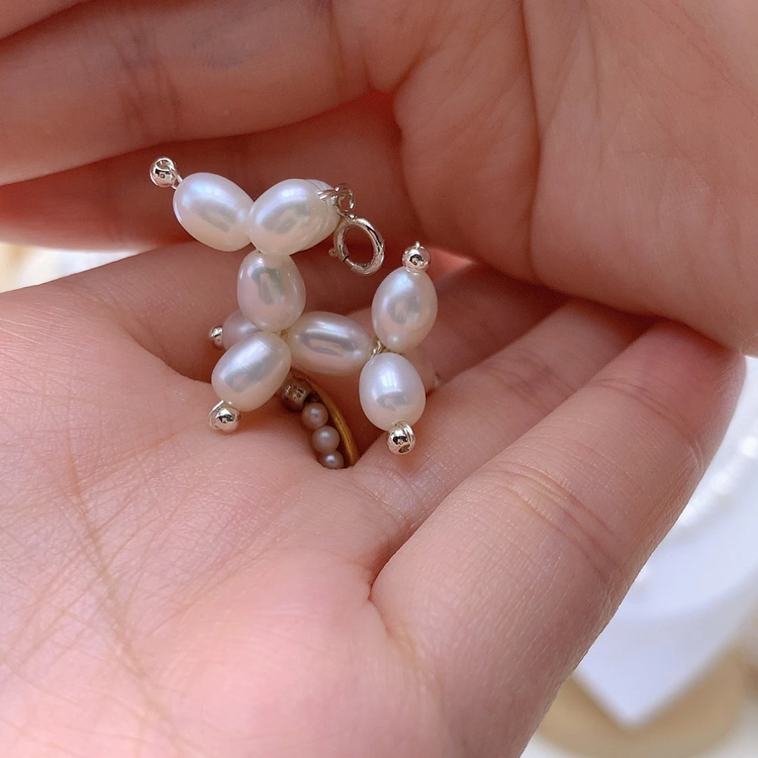 吊坠(不含链)银S925镶嵌淡水珍珠