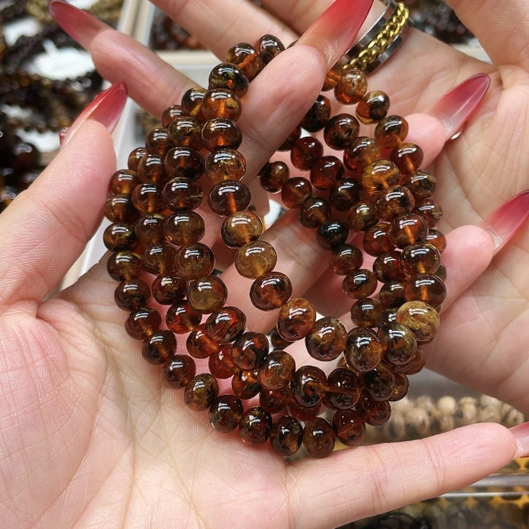 琥珀未镶嵌裸石8mm花珀