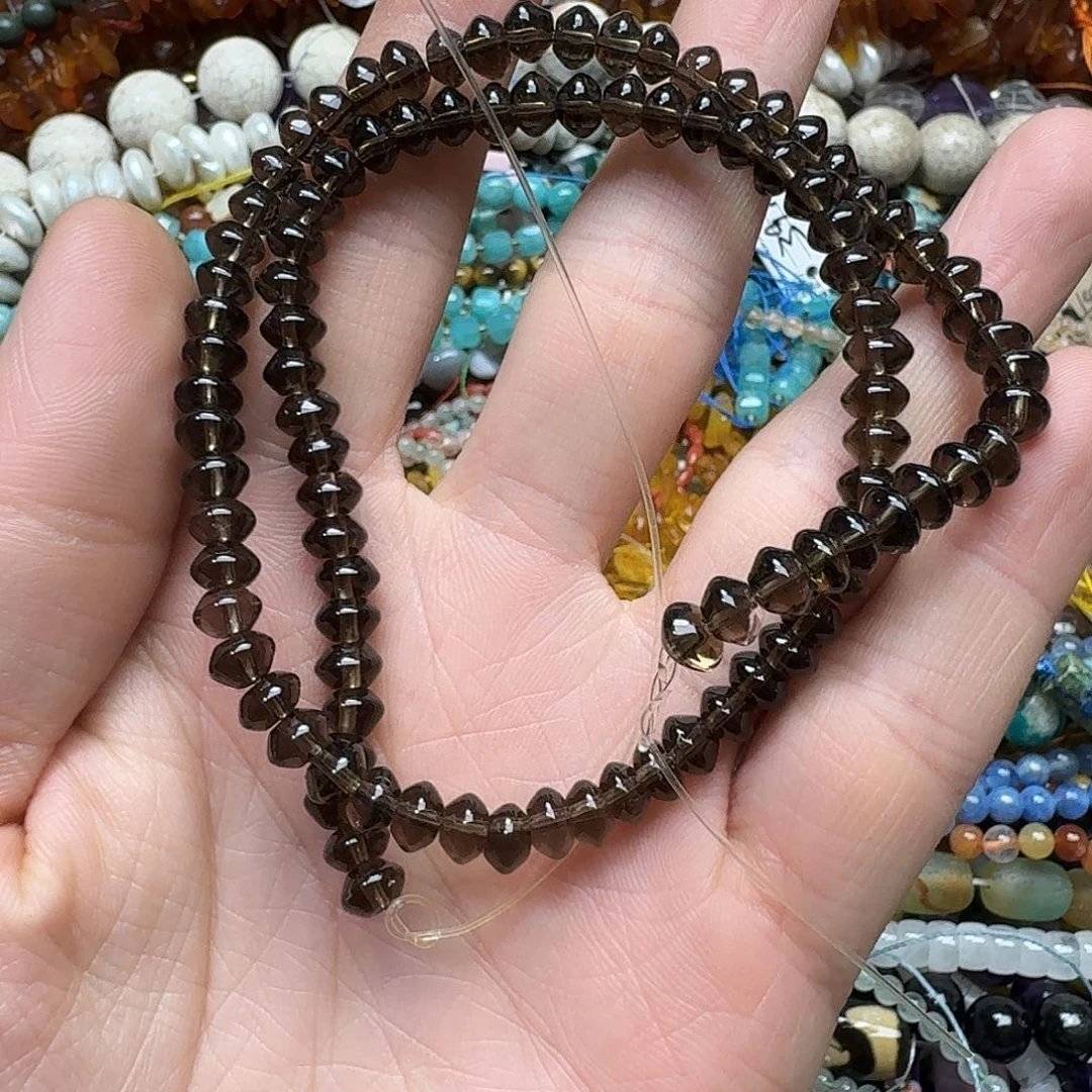 玛瑙/玉髓合金珠宝半成品一条6mm茶晶算盘