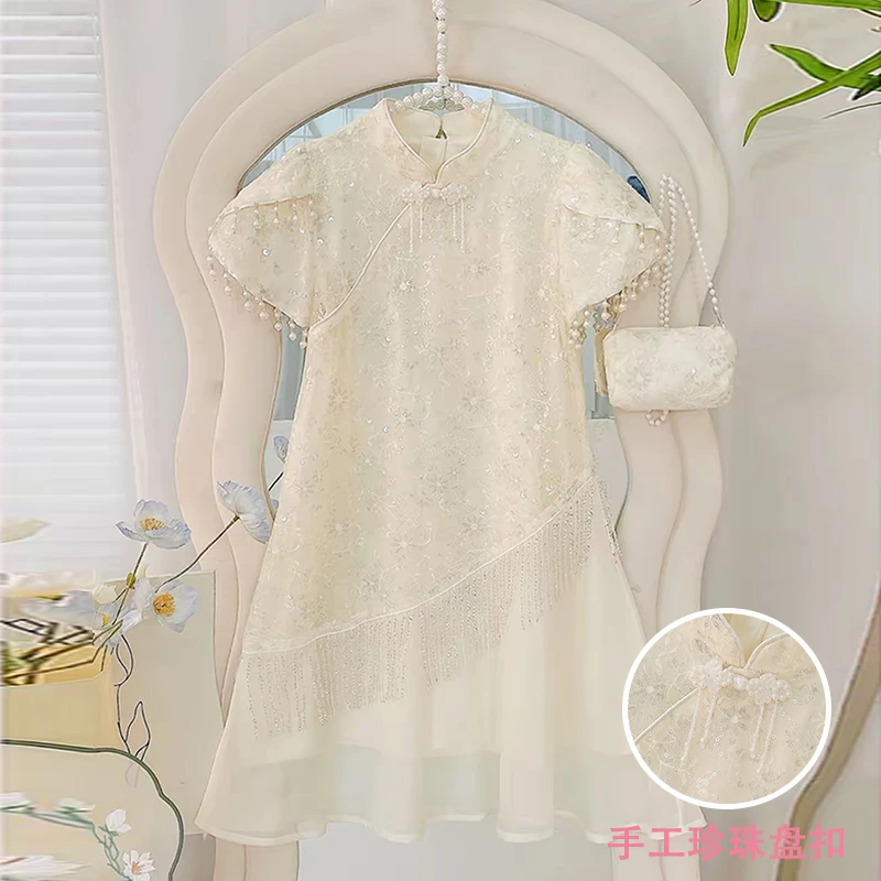 女童夏季新中式连衣裙2025新款儿童国风旗袍裙小女孩洋气公主裙子