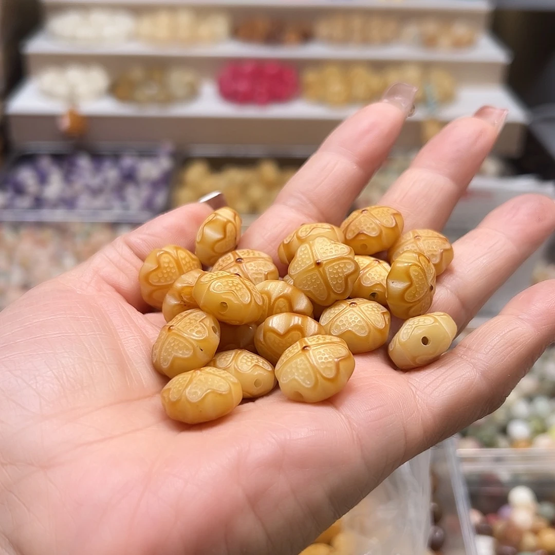 手串菩提根/象牙果瑕疵炭烧卡16四叶草20颗有裂