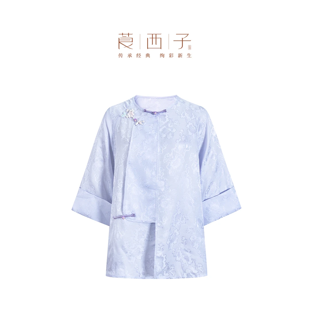 【景熙】国风穿搭圆领复古盘扣夏季薄款衬衫新中式改良桑蚕丝小衫