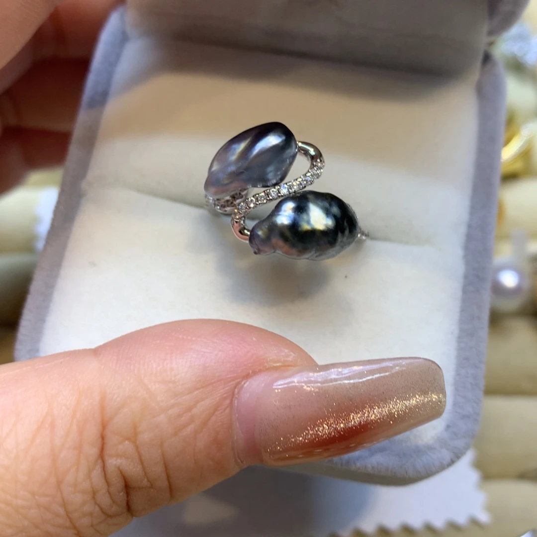 银S925镶嵌戒指海水珍珠