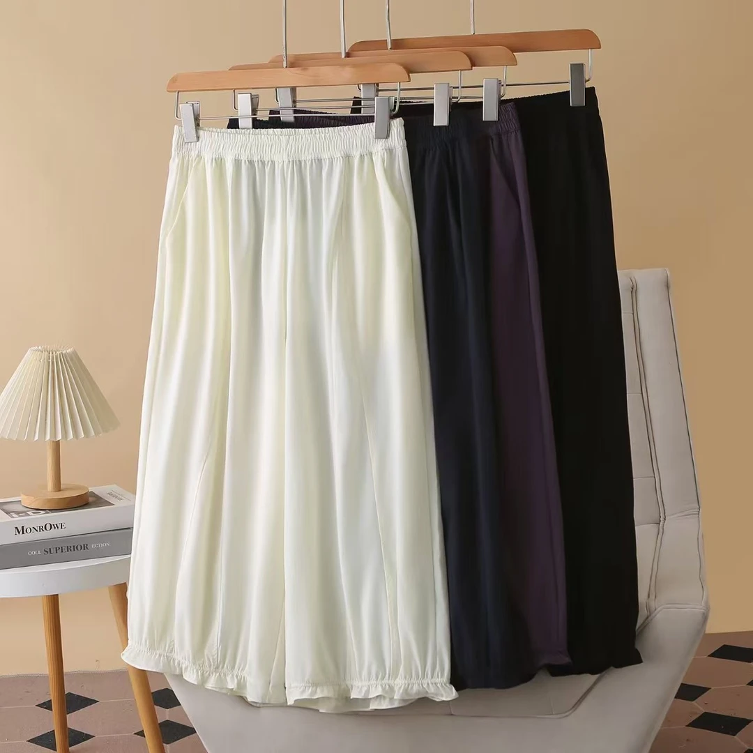 夏季新款松紧腰时尚百搭灯笼裤2025夏新宽松显瘦九分裤5115