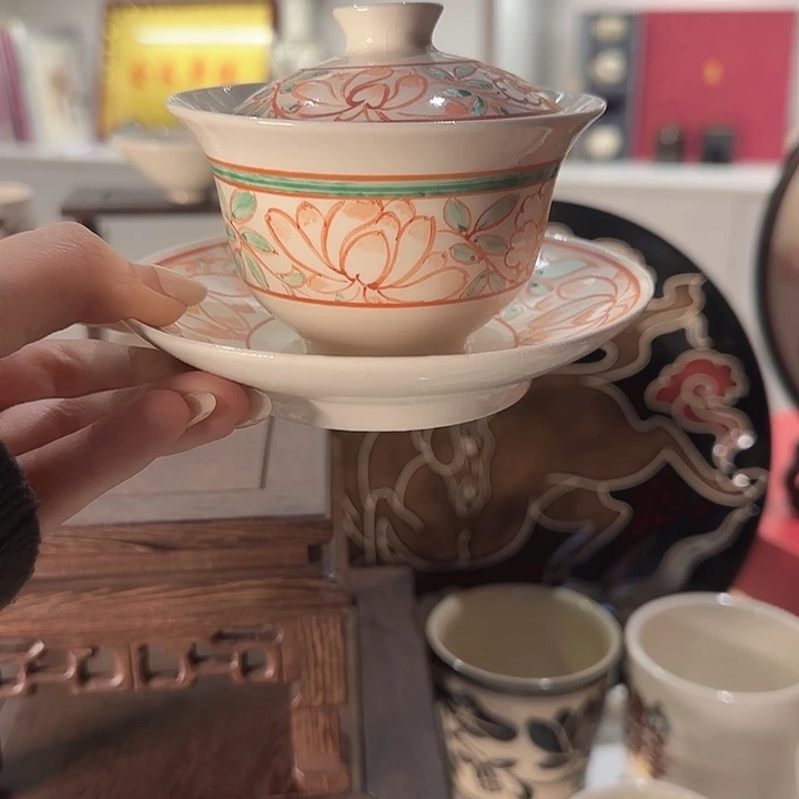 其他红绿彩盖碗 哈哈