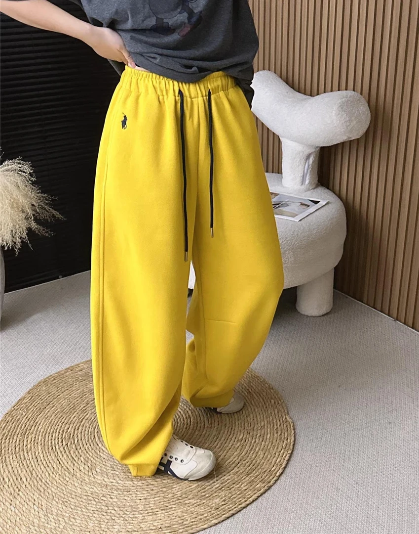 【亏了清！】（加绒加厚）小马刺绣冬款宽松休闲抽绳直筒阔腿裤