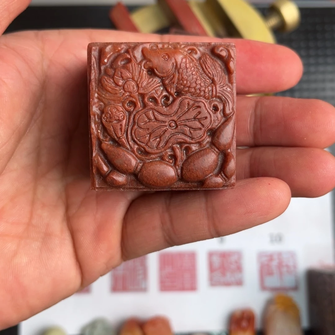 寿山石印石橙****s现场纯手工定制制作精美