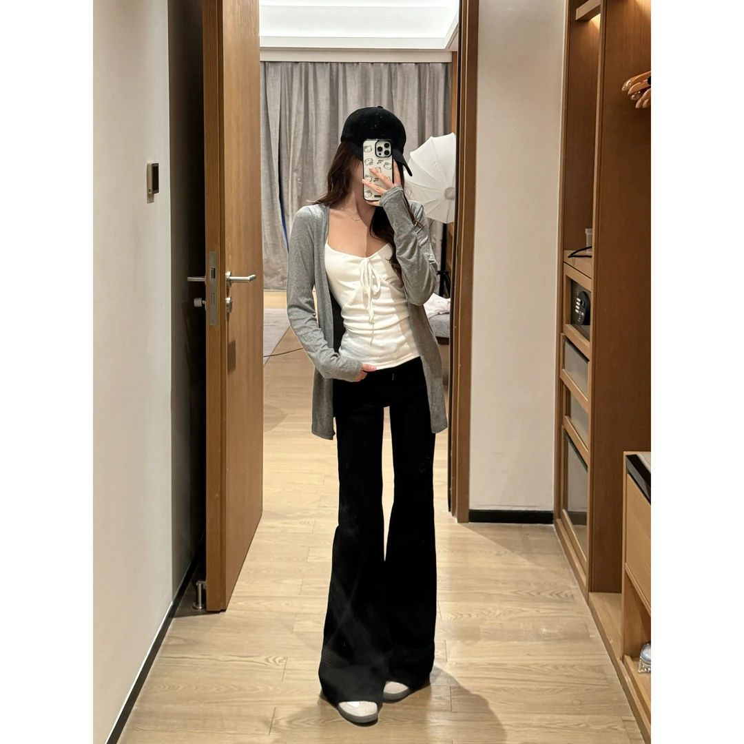 【萱芸芸专属】送腰带辣妹低腰弹力微喇牛仔裤女2025新款显瘦喇叭裤