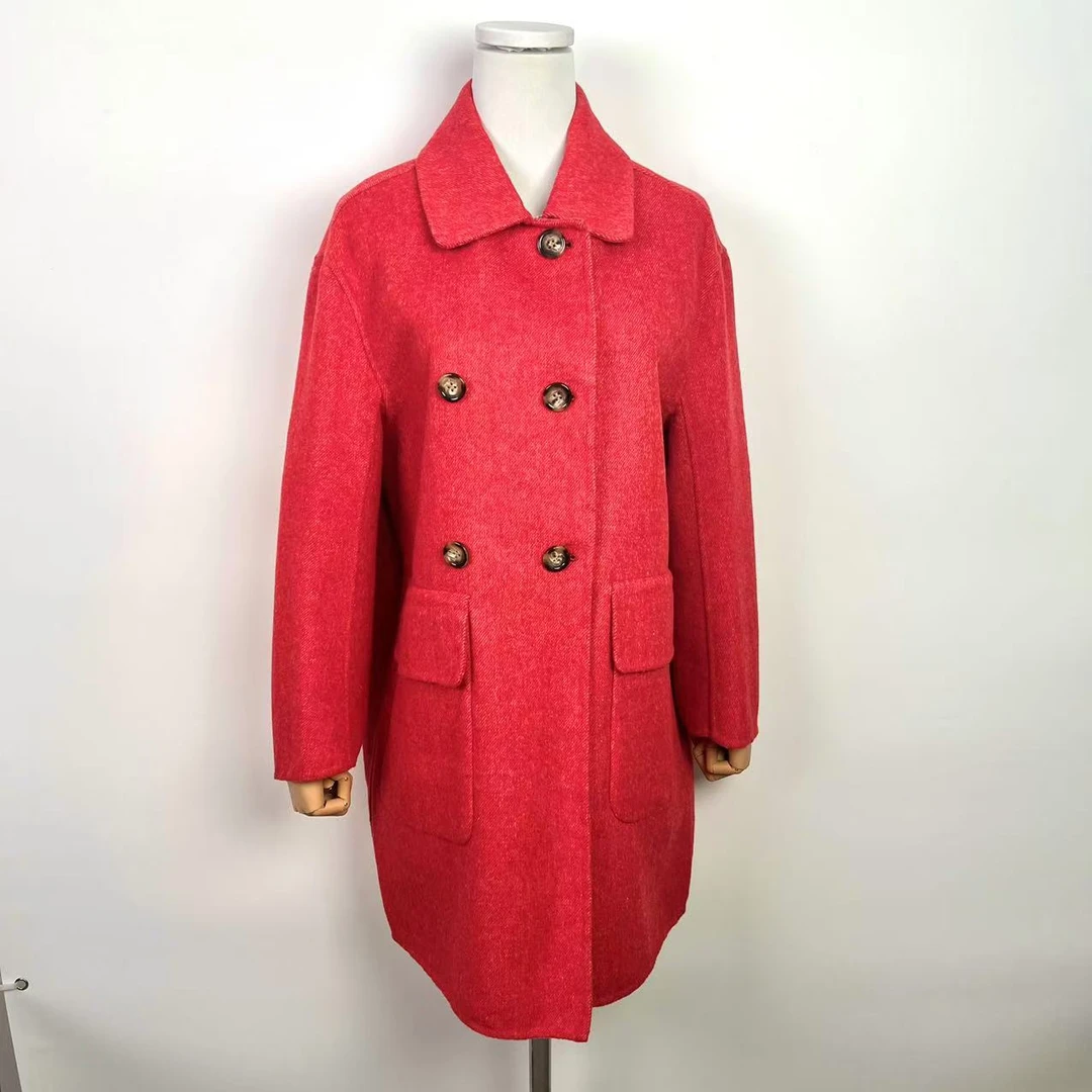 【静姐宠粉】时尚休闲百搭毛呢商务羊毛潮流长款双排扣大衣258