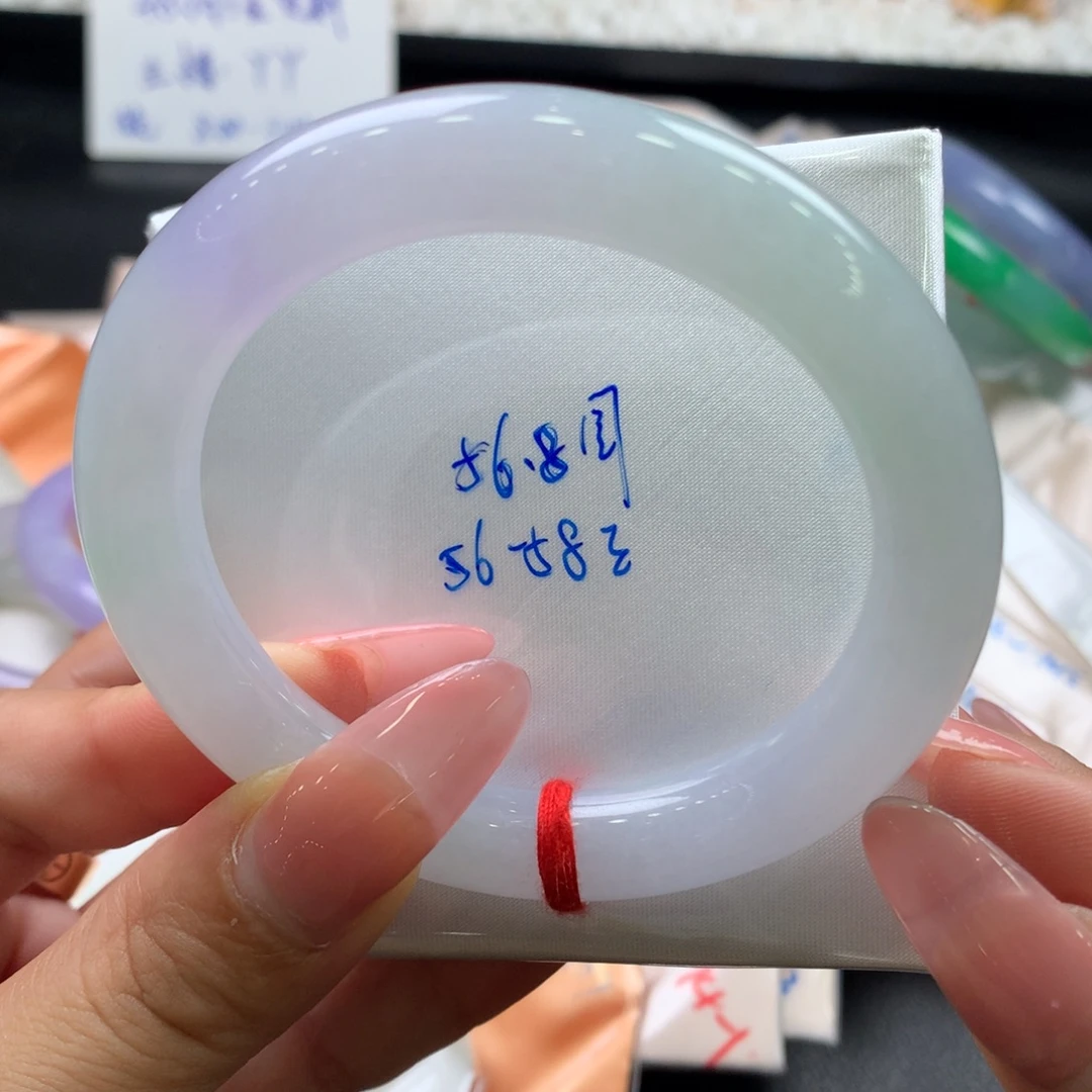 翡翠未镶嵌手镯56.8圆条