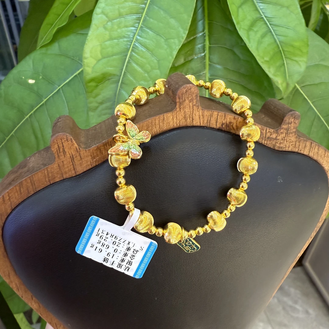 足银手链 足银手串 铸金工艺猫眼珐琅蝴蝶手串时尚精致高级