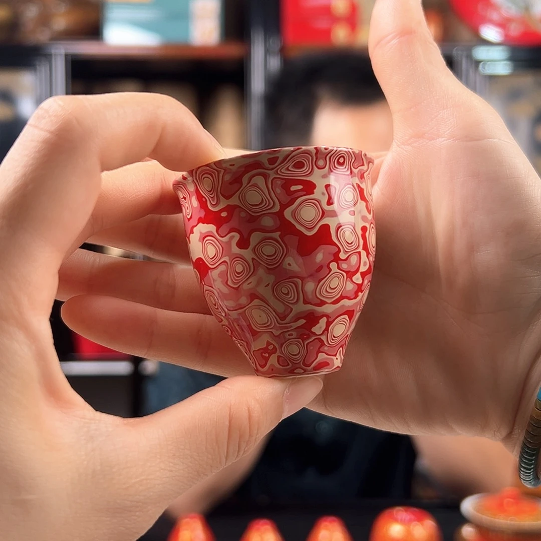 粉色大漆千层一口杯