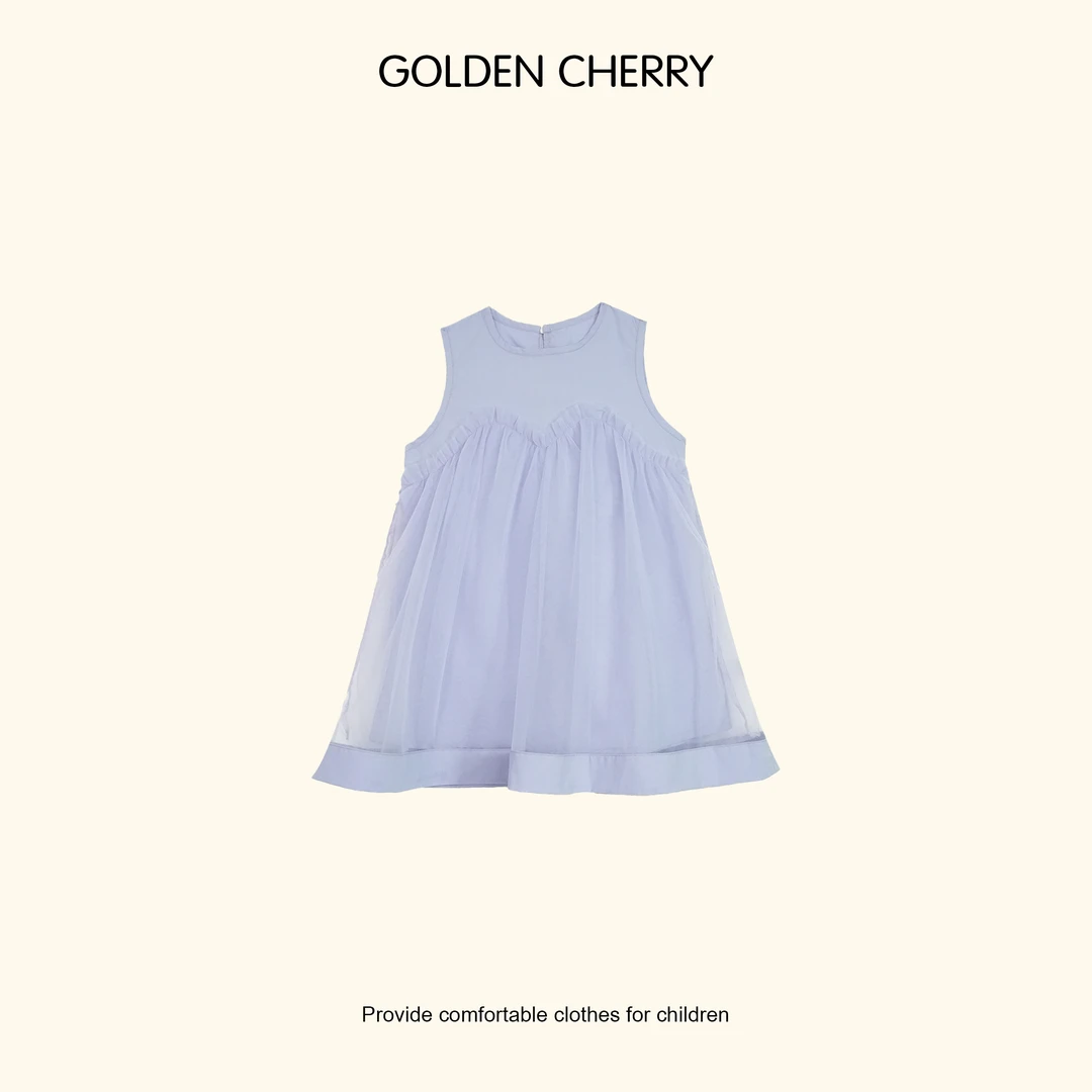 【金樱桃Golden cherry】小童紫色无袖纱纱连衣裙QDD627