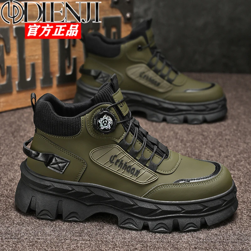 狄恩纪2025春季新款男士潮鞋马丁靴厚底百搭休闲运动潮流老爹鞋