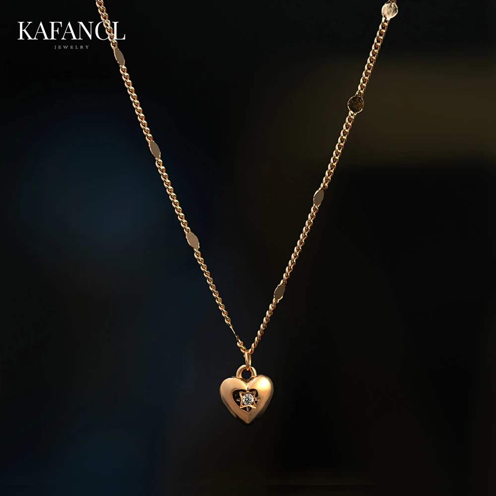 链子925银合成锆石  链子925银  镀K金 光芒爱心项链  ZR-B482