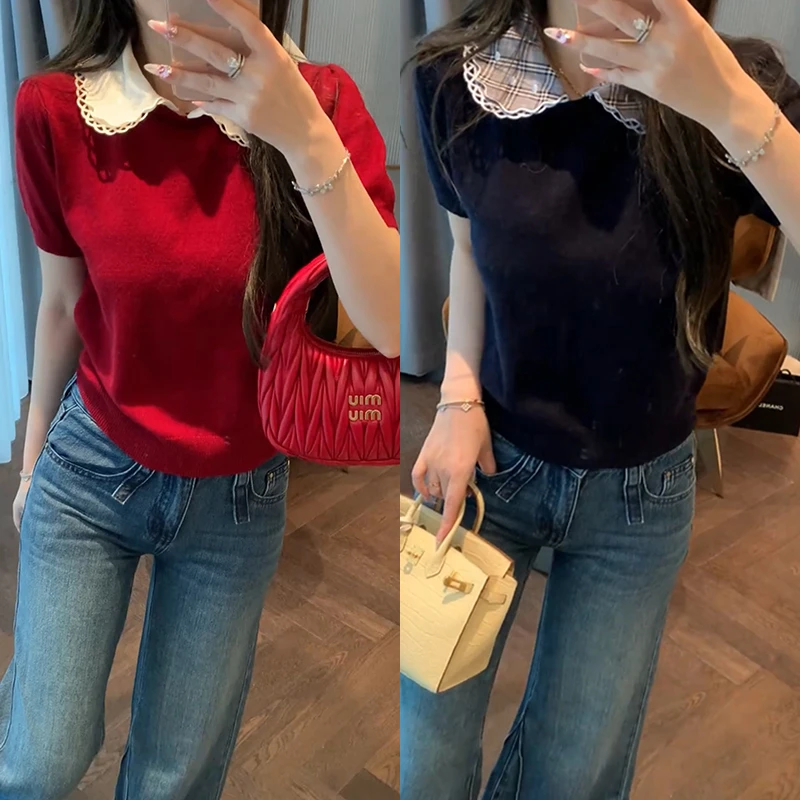 【mimius】&B游鹿鹿 法式甜美减龄娃娃领针织衫 WG02026