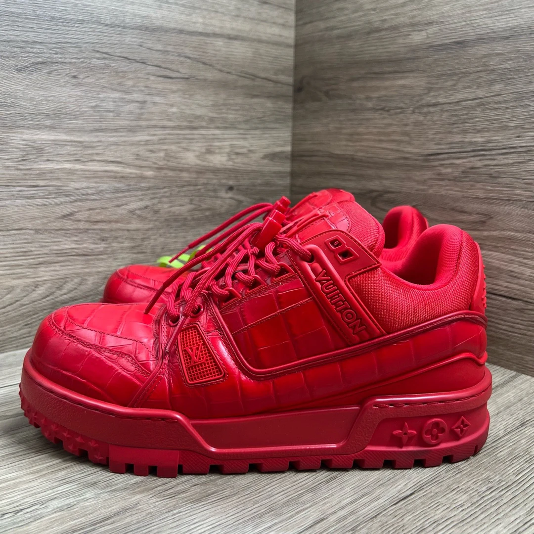 99新 LouisVuitton/路易威登 Trainer 红鳄鱼纹小胖丁 41.5码