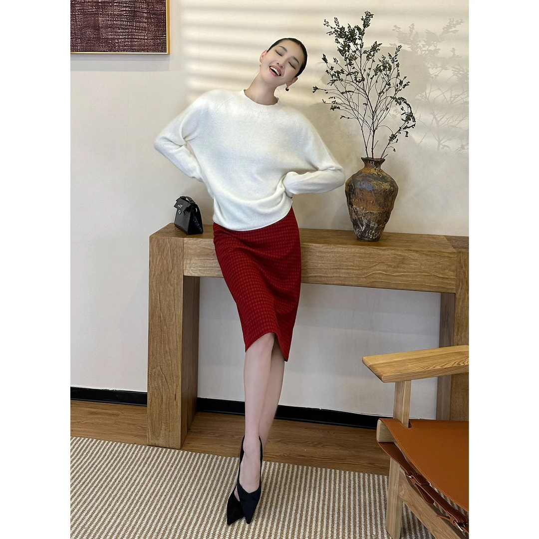 紫紫   拉绒羊毛羊绒衫  不扎岛精无缝圆领针织衫毛衣ZD08SMYL684