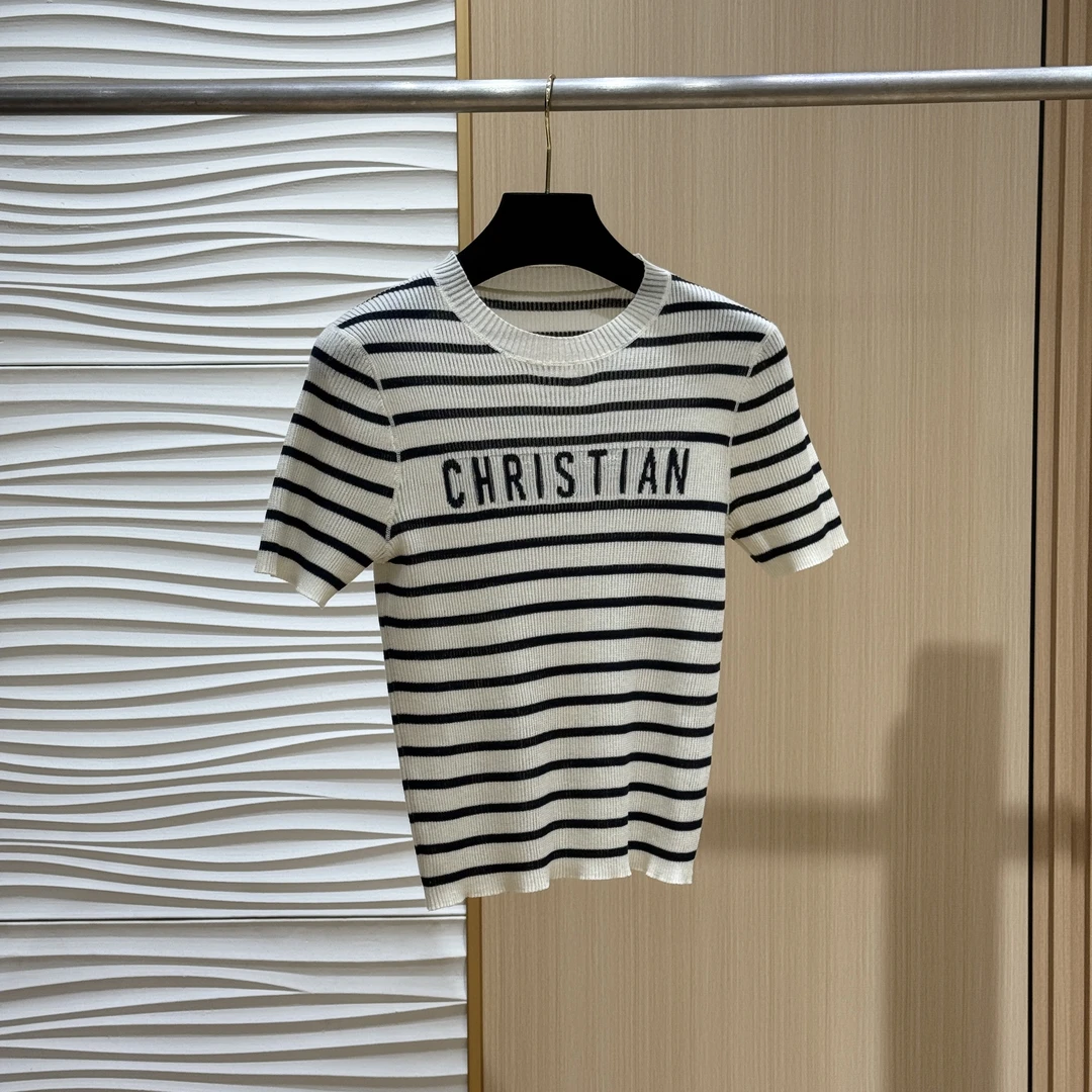 【黑白条纹短袖】春夏新款针织时尚短袖-8107