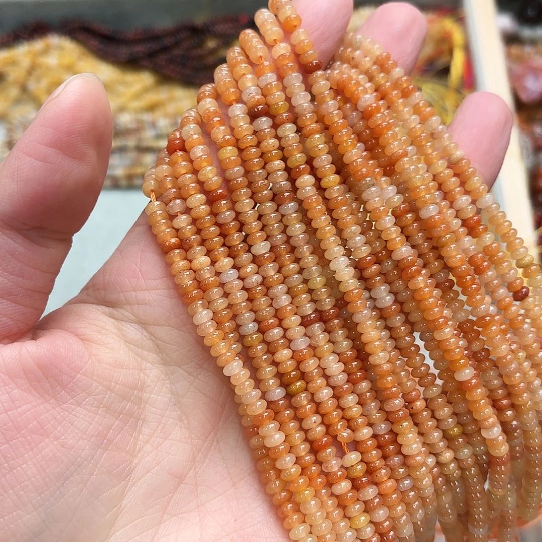 玛瑙/玉髓未镶嵌珠宝半成品2×4红东陵算盘一条