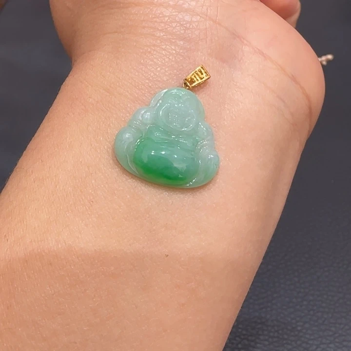 翡翠颈饰18K金镶嵌佛公L