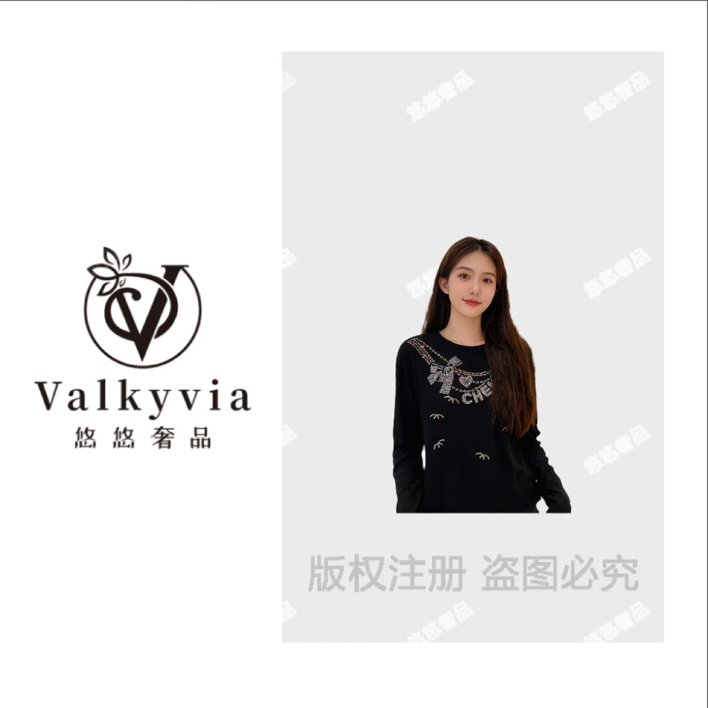 Valkyvia/悠悠奢品中尽显精致巧思蝴蝶结烫钻上衣 低调 T25228T