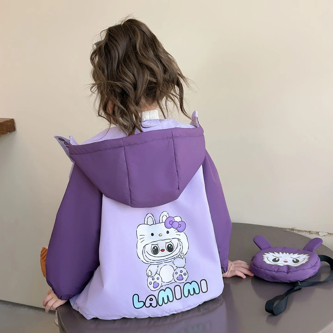 女童冲锋衣秋冬款2025新款加绒加厚棉服宝宝儿童冬装夹棉外套保暖