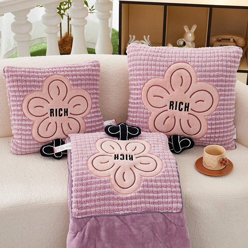 加厚抱枕被子两用加绒车载靠垫枕头被办公室沙发午休空调被二合一