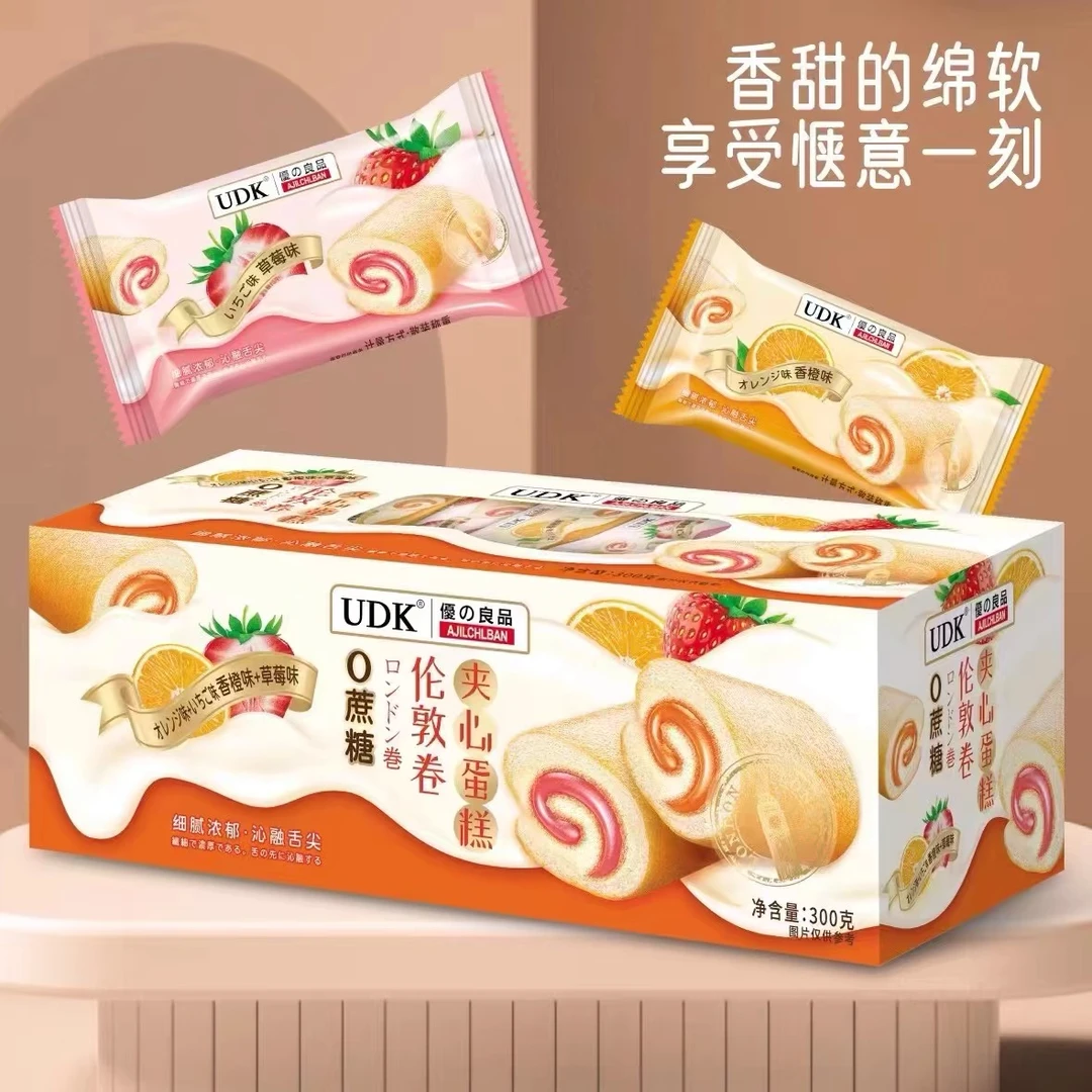 UDK优之良品伦敦卷夹心蛋糕瑞士卷蔗糖味早餐下午茶点心零食