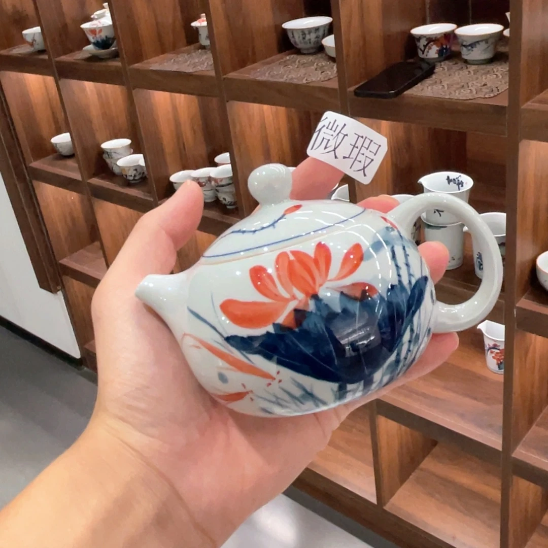 釉下手绘茶具微瑕