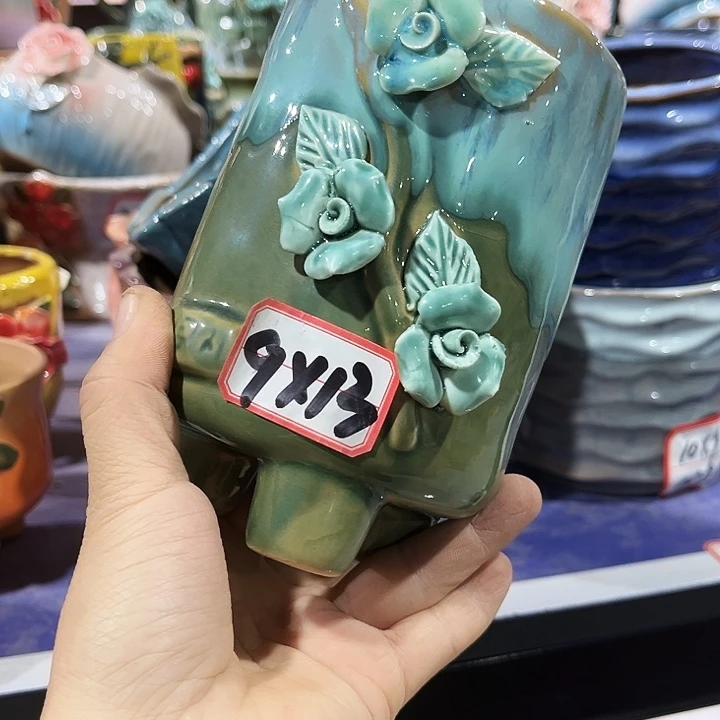瓷片花盆多肉植物艺术品