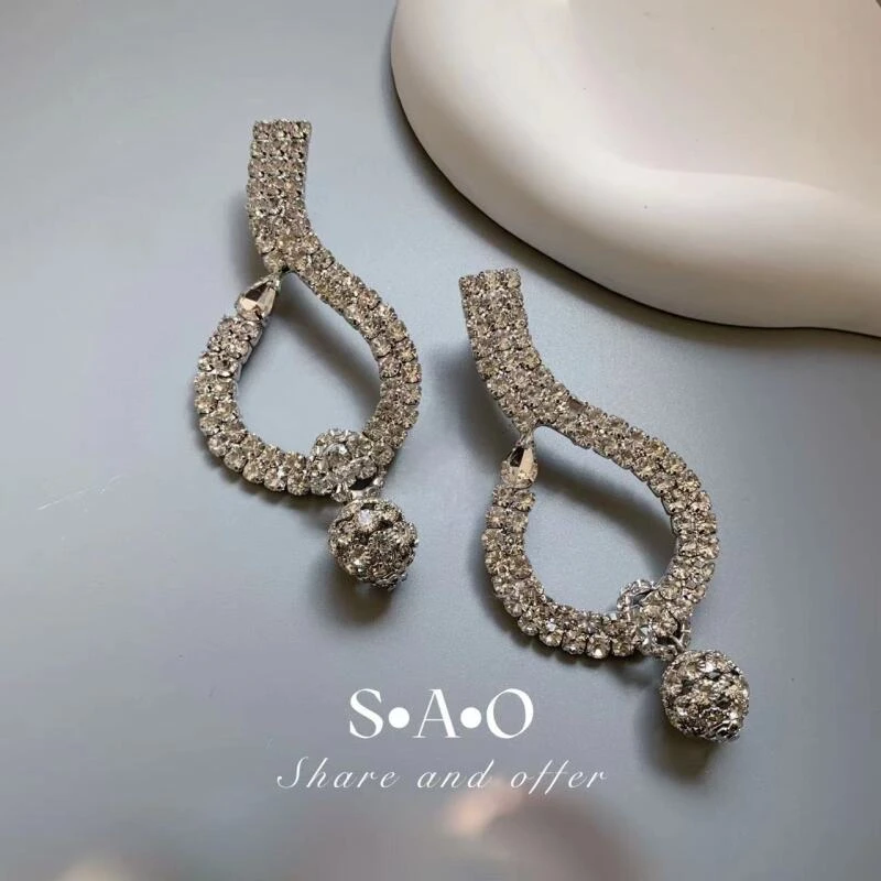 QIU LI・美式风精致闪闪水滴形带小珠珠耳钉 1h638