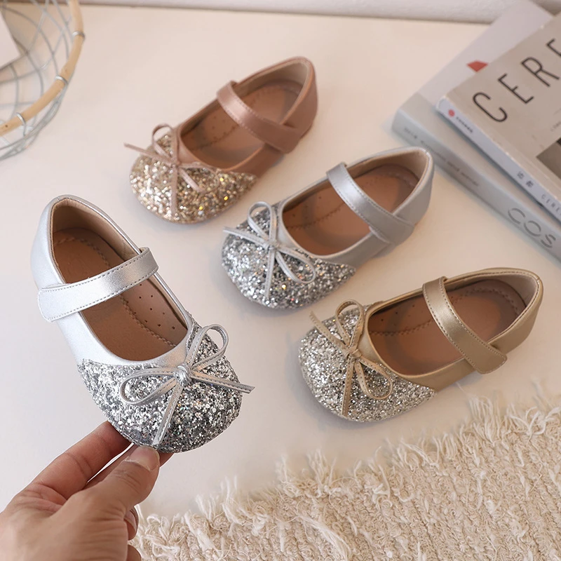 女童水晶鞋春秋季洋气女宝百搭时尚公主鞋儿童皮鞋时尚软底宝宝鞋