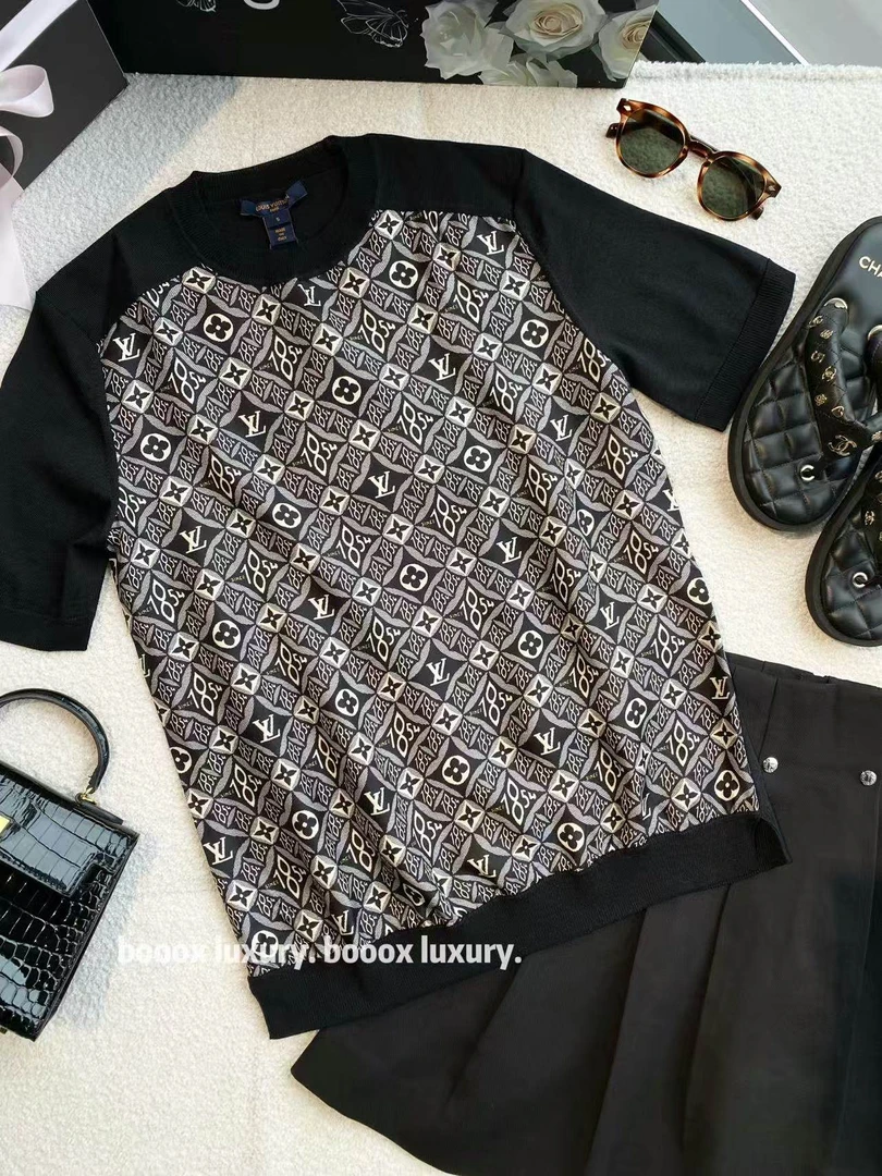 未使用 LouisVuitton/路易威登 zz463 绵羊毛 胸前老花满印短袖 S