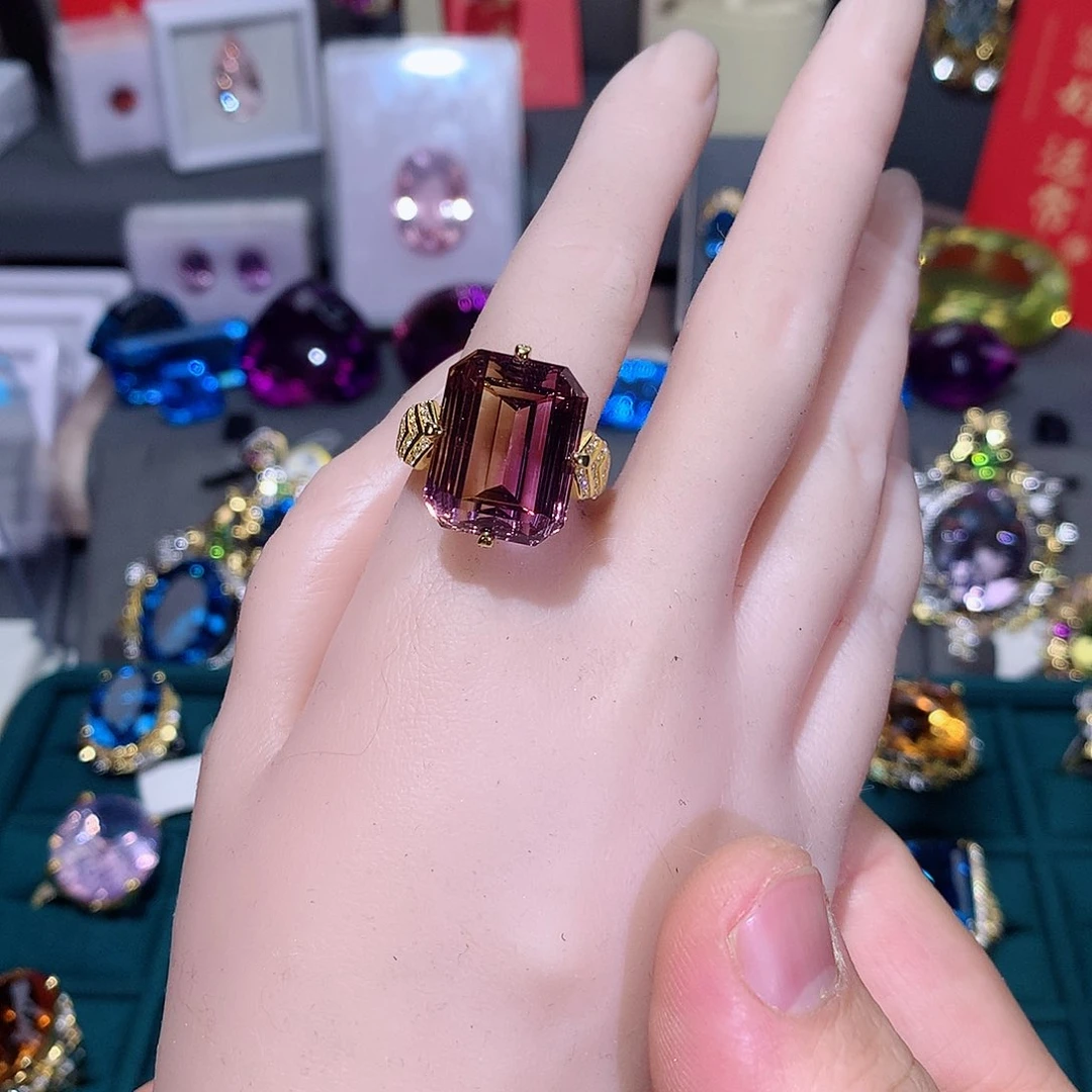 水晶戒指银S925镶嵌戒指