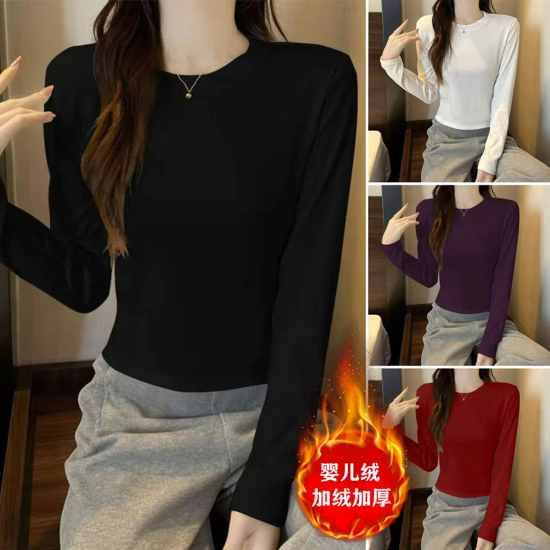 2025秋冬正肩短款长袖宽松百搭显瘦圆领洋气ins小个子黑白显瘦