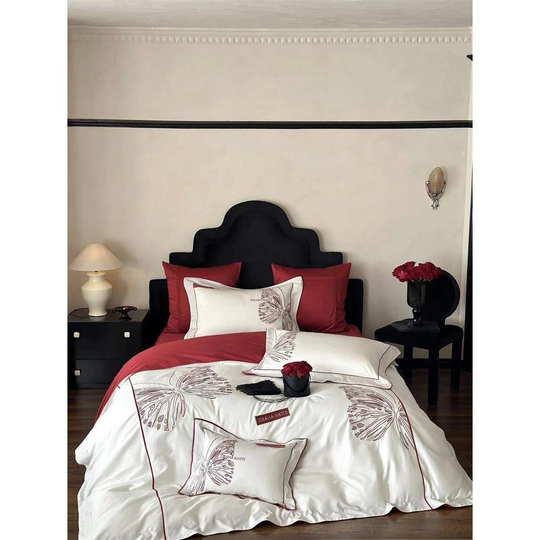 【晴美】高支高密长绒棉刺绣四件套-福蝶