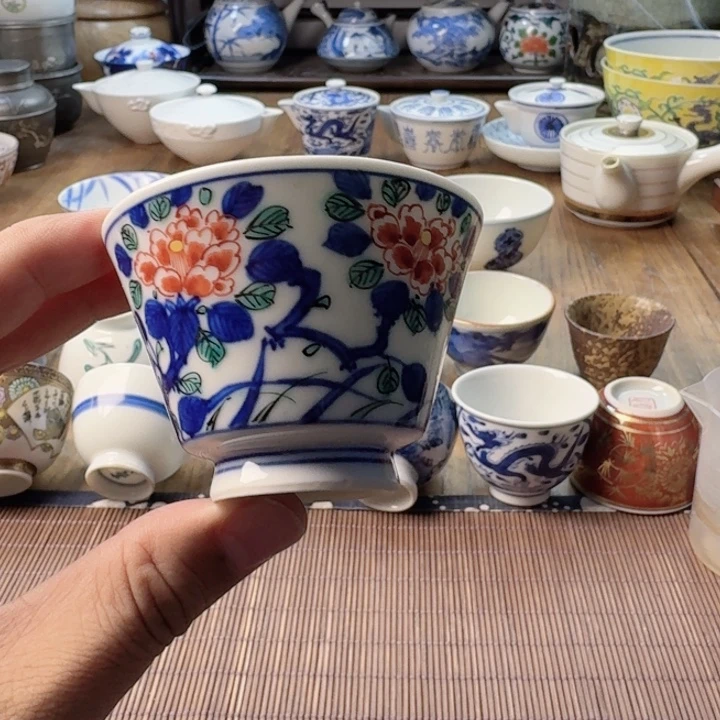 瘦***。青花瓷器杯子茶具