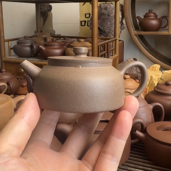 远***山茶壶紫砂巨轮壶130cc青段
