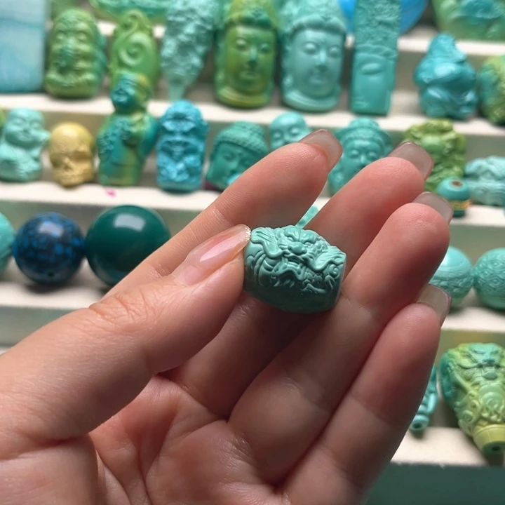 精工雕刻龙桶珠绿